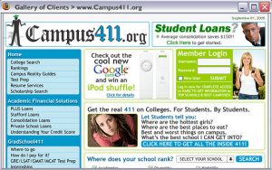 Campus 411 - A partner site with custom design for the Academic Financial Solutions company. 2006