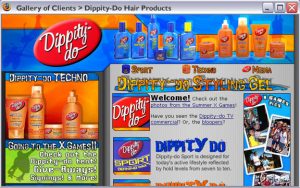 Dippity-Do Hair gel website for partnership with X-Games. Complete design and development along with some marketing material and print work. 2004